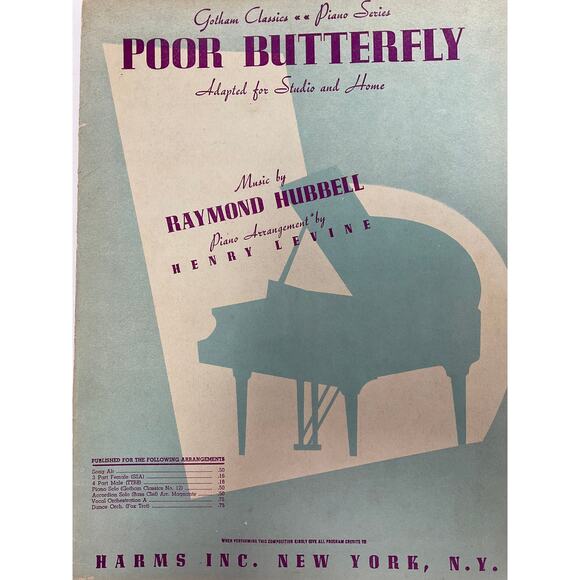 Poor Butterfly Sheet Music 1940 Raymond Hubbell Gotham Classics - Picture 2 of 6